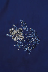 Navy Blue Barbie with Spangle Sequins Embroidery Work Fabric