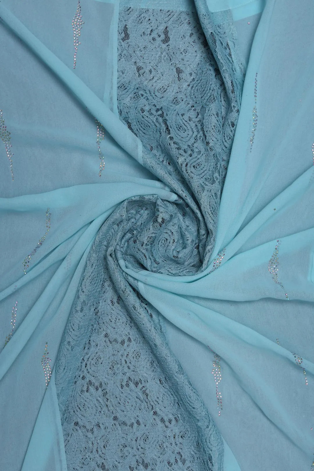 Skyblue Net Design Stole For Abaya