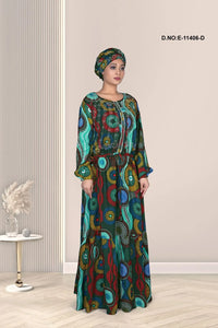 Olive Green Rayon Readymade Kaftan With Stole For Women