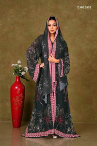 Onion Pink Chiffon Shrug Set with Floral Outline Print