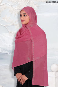 Onion Pink Designer Dupatta With Diamond Stone Work