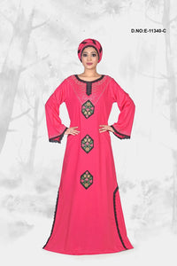 Onion Pink Women's Hand Embroidered Designer Kaftan
