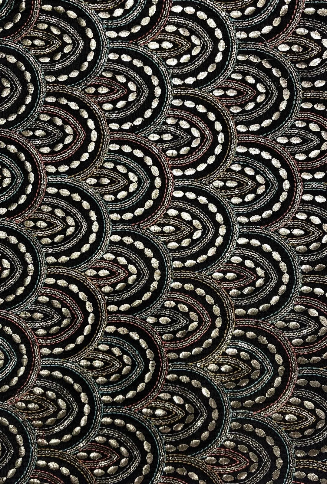 Opulent Swirl Embroidered Polyester Linen Abaya Dress Fabric