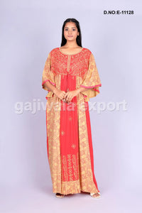 Orange Printed Design Kaftan For Women