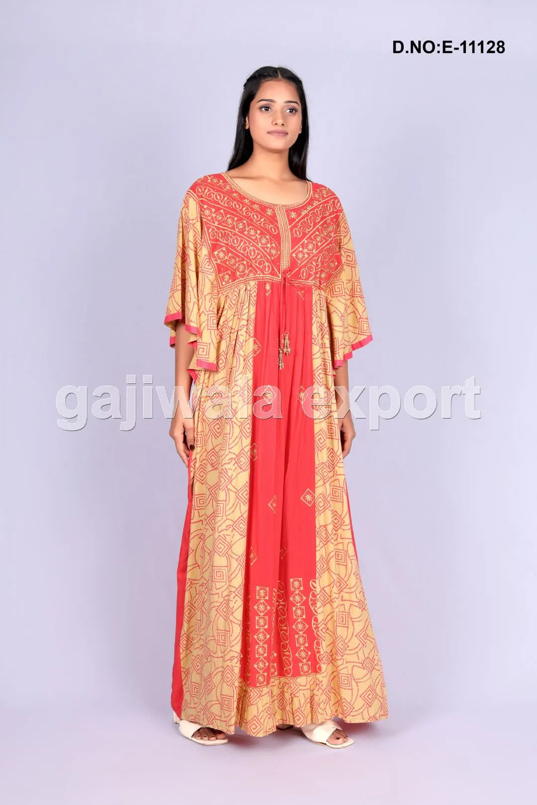 Orange Printed Design Kaftan For Women's