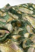 Organza Fabric with Position Print & Floral Sequin Embroidery