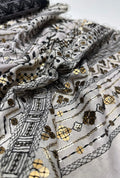 Ornate Tribal Embroidered Linen Luxury Hashimi Dress Fabric