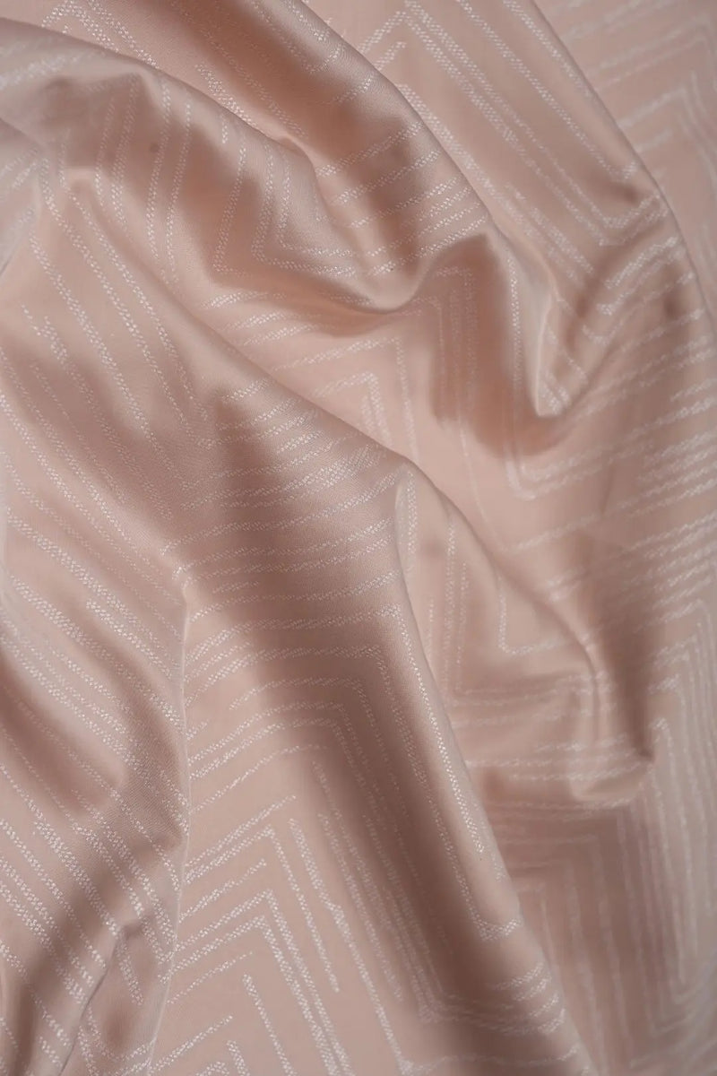 Peach Armani Satin With Foil Work Fabric