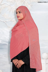 Peach Designer Dupatta With Diamond Stone Work