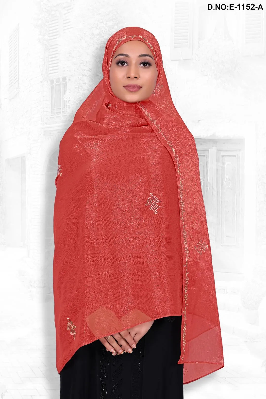 Peach Ready Designer Diamond Work Dupatta For Women