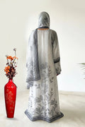 Pearl Grey Botanical Print Weightless Shrug Abaya Soft Elegant Flow