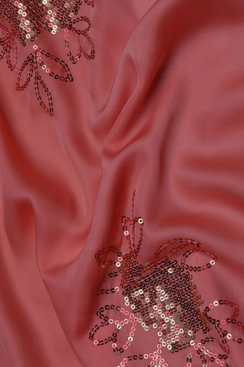 Pink Barbie with Spangle Sequins Embroidery Work Fabric