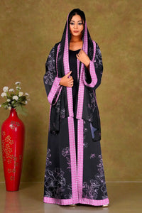 Chiffon Shrug Set with Floral Outline Print gajiwala export