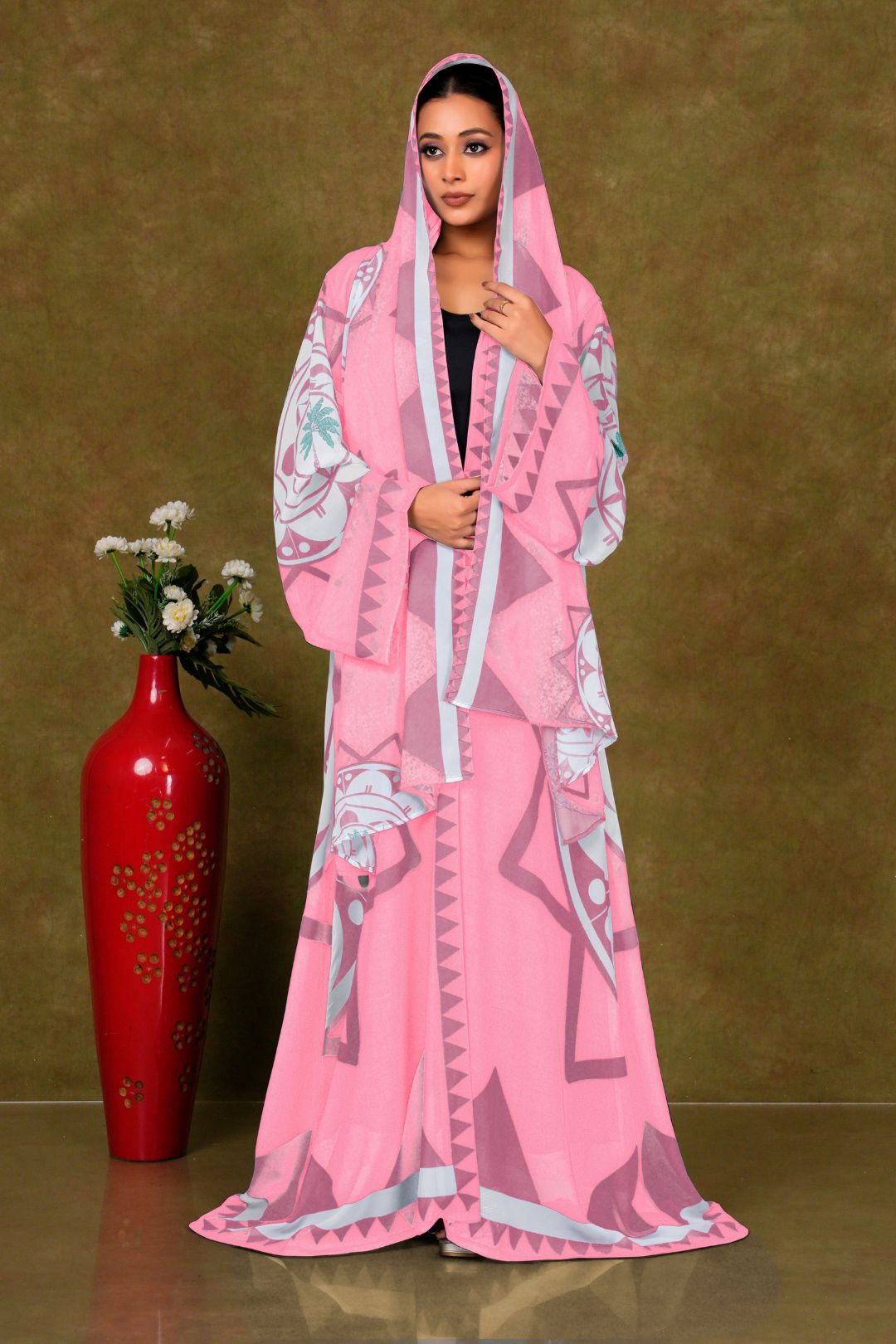 Chiffon Shrug Set with Geometric and Medallion Print GAJIWALA EXPORT