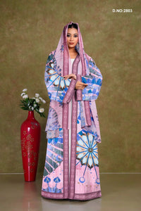 Pink Chiffon Shrug with Abstract Radial Print and Solid Border