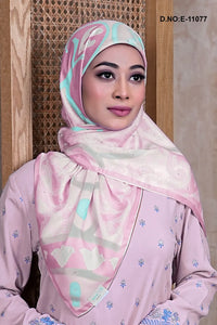 Pink Contrast Colored Baju Kurung With Scarf