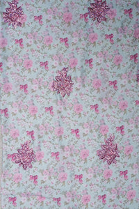 Pink Flower Spangle Embroidery Work Fabric