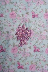 Pink Flower Spangle Embroidery Work Fabrics