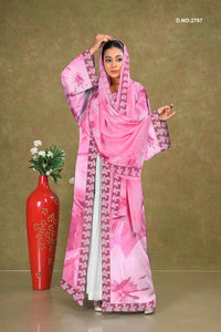 Pink Graceful Floral Printed Shrug with Elegant Drape