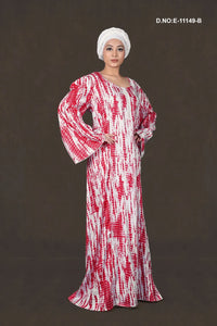Pink Tie & Dye Printed Kaftan With Stole For Women