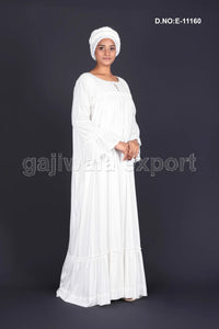 Plane White Africal Style Kaftan With Stole