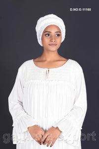 Plane White African Style Kaftan With Stole