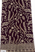 Premium Designer Velvet Fabric with Heavy Floral Embroidery Border