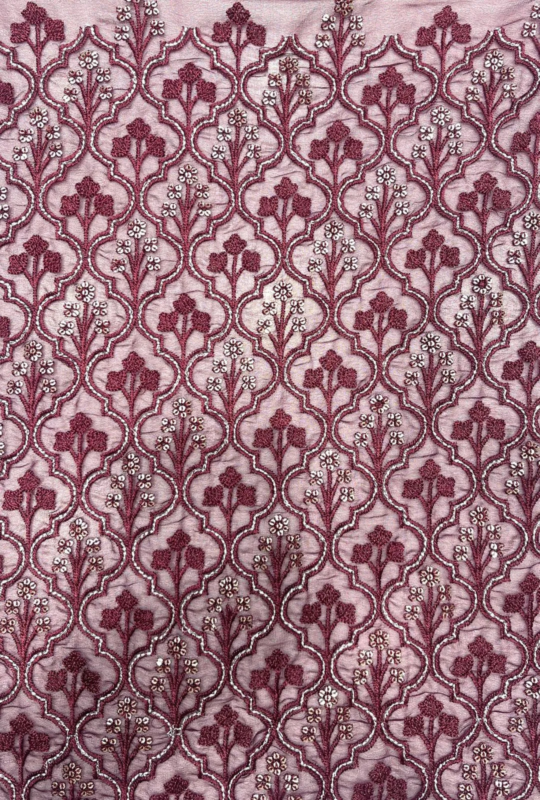Premium Embroidered Georgette Fabric With Intricate Sequence