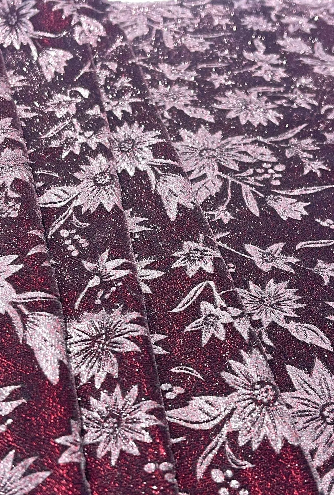 Premium Floral Embossed Velvet Fabric with Shimmer Luxury Creations