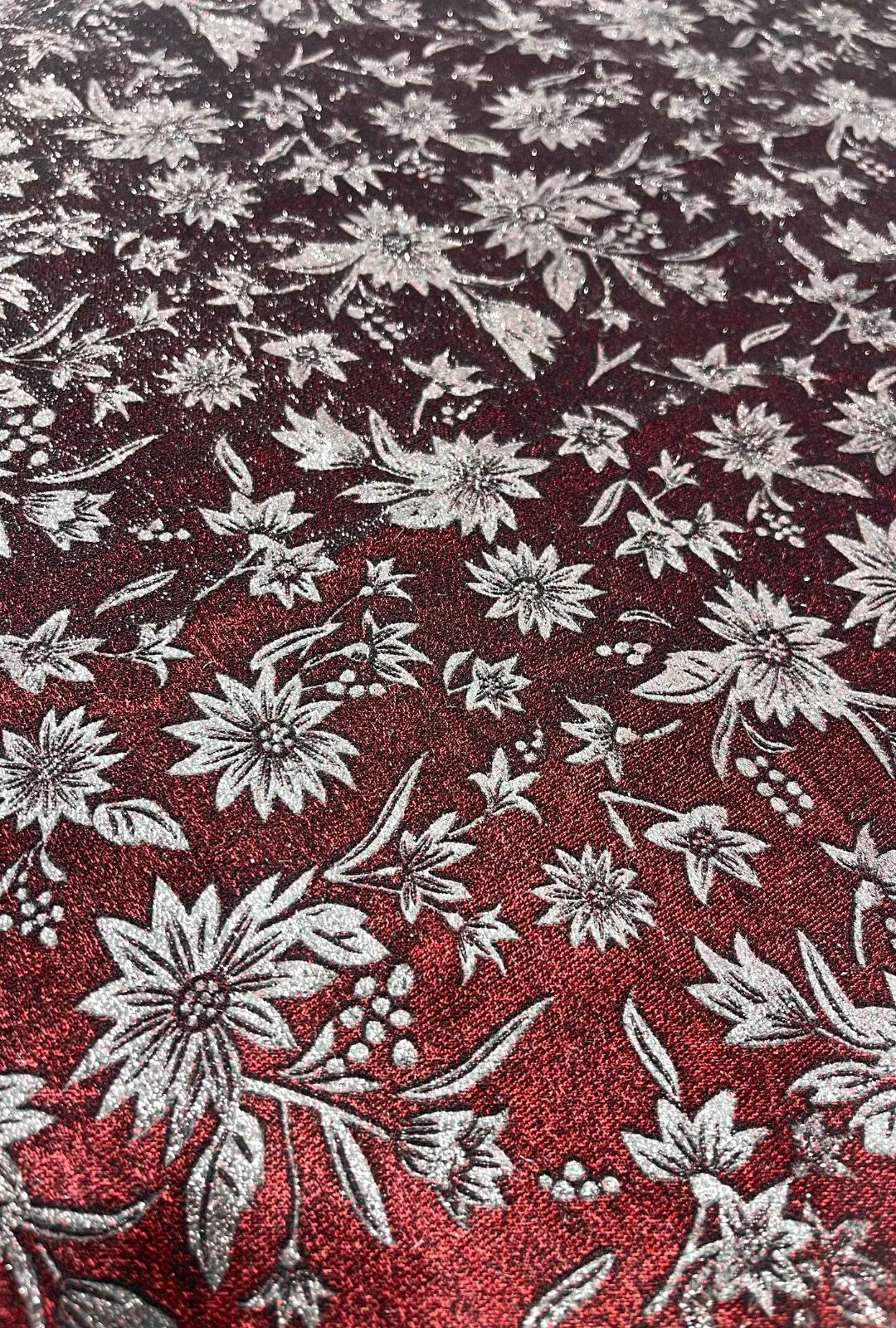 Premium Floral Embossed Velvet Fabric with Shimmer Luxury Creations