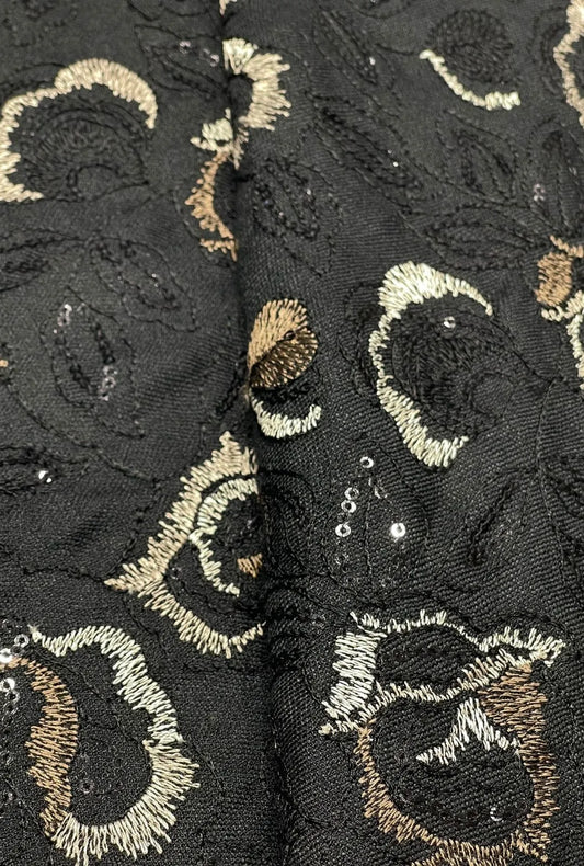 Premium Floral Embroidered Linen Luxury Hashimi Dress Fabric