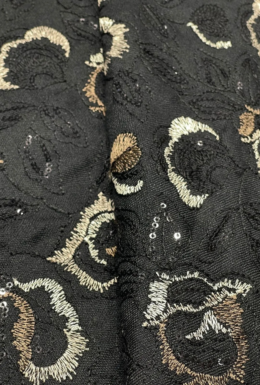 Premium Floral Embroidered Linen Luxury Hashimi Dress Fabric
