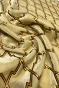 Premium Geometric Zari Velvet Fabric with Luxury Metallic Print