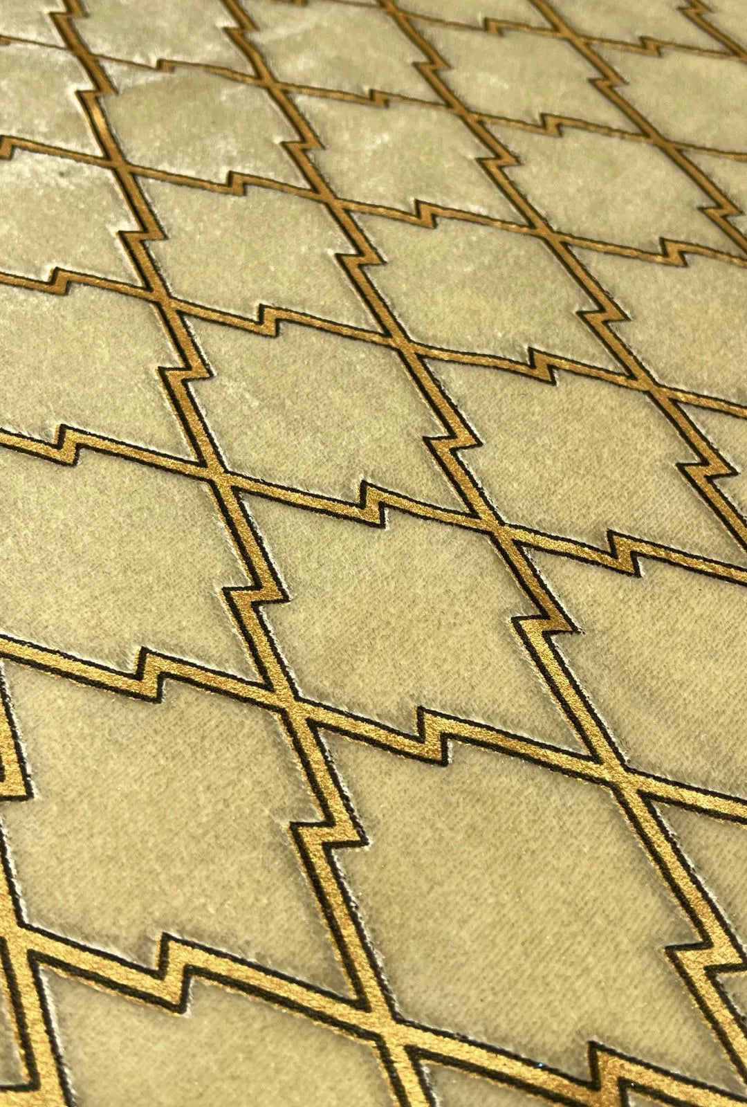 Premium Geometric Zari Velvet Fabric with Luxury Metallic Print