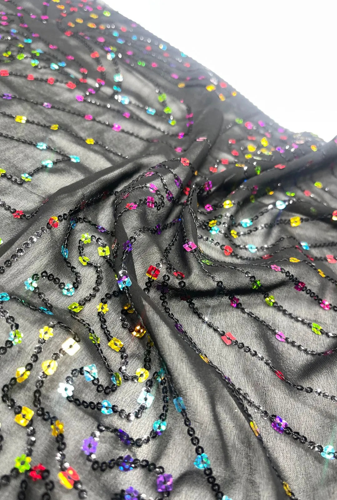 Premium Georgette Fabric With Multi Sequence Embroidery Work