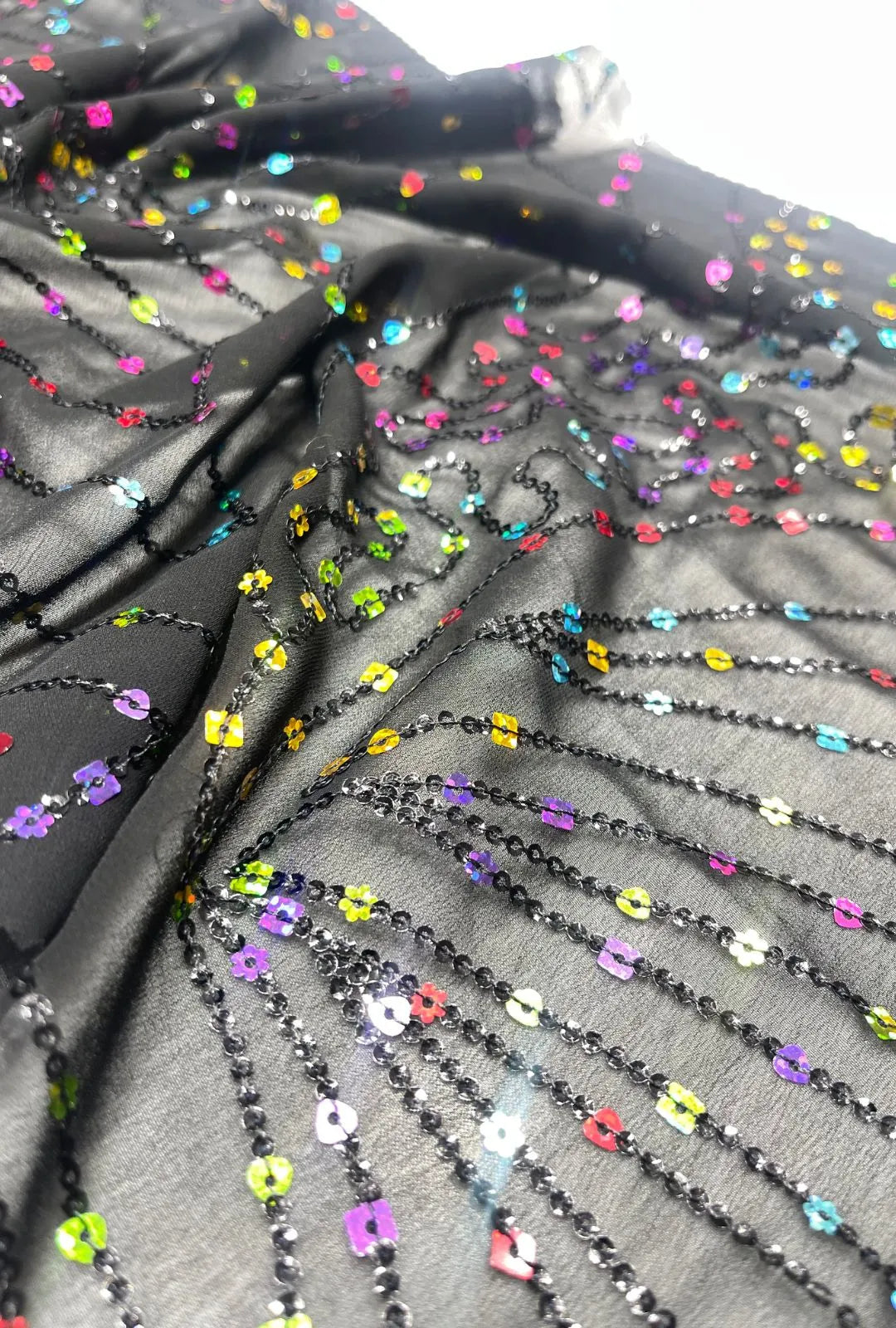 Premium Georgette Fabric With Multi Sequence Embroidery Work