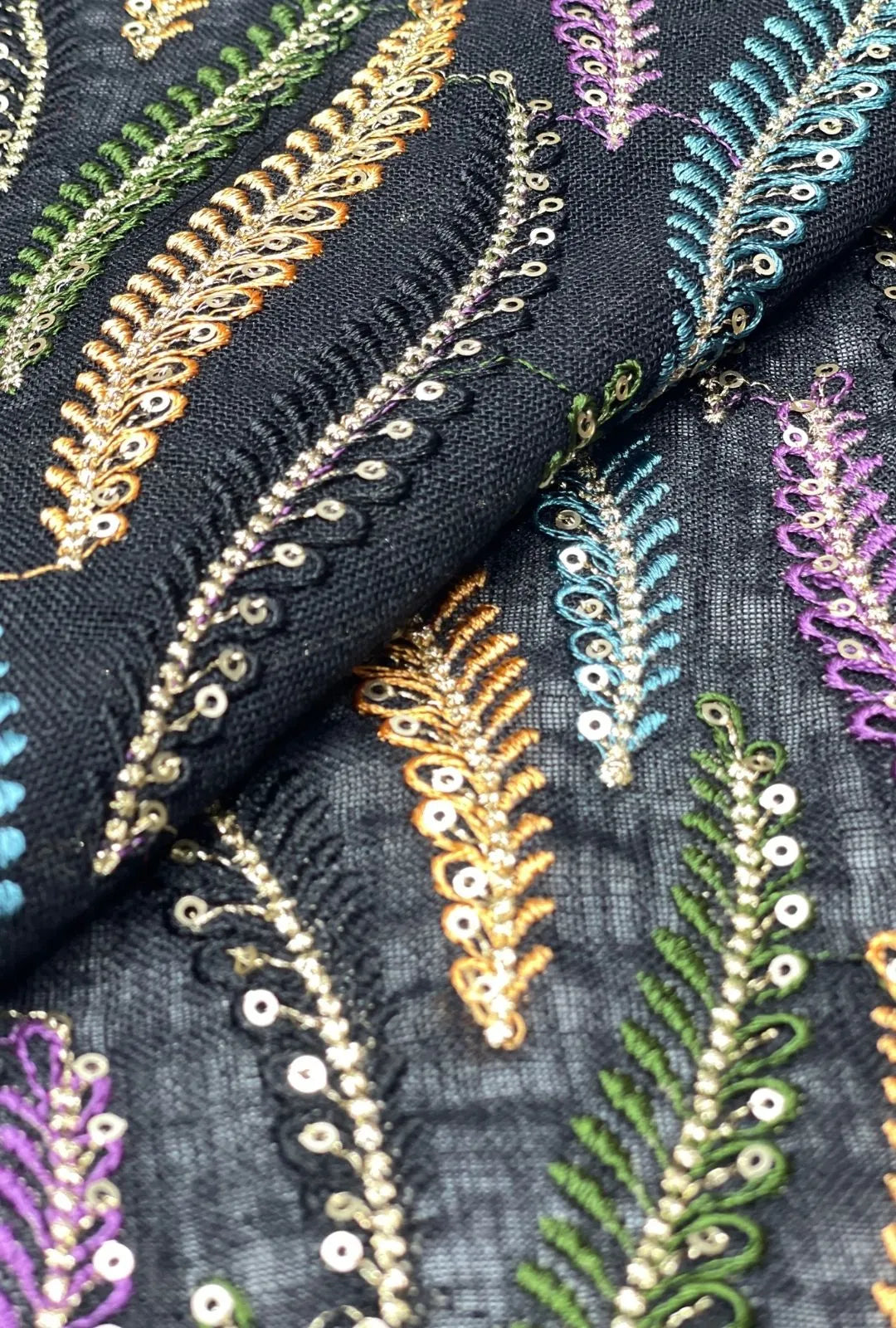 Premium Leaf Embroidered Linen Luxury Abaya Kaftan Fabrication