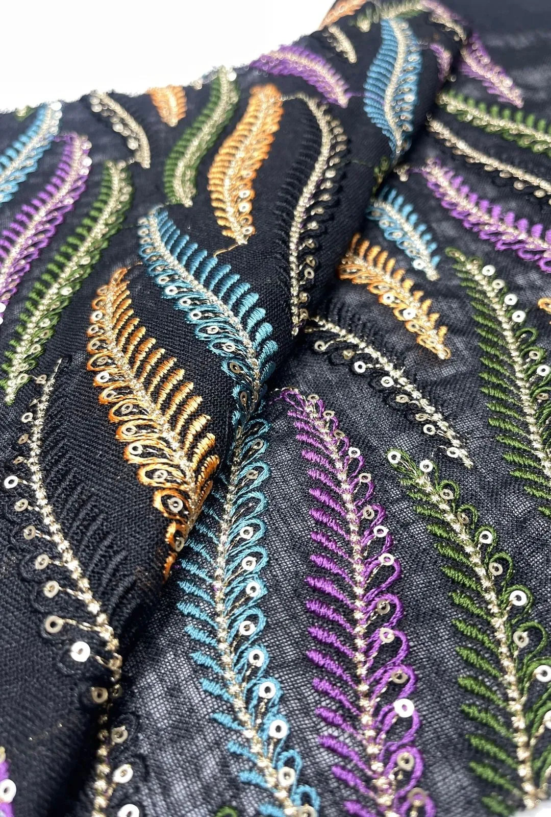 Premium Leaf Embroidered Linen Luxury Abaya Kaftan Fabrication