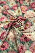 Premium Quality Floral Printed French Crepe Fabric for Designer Wear