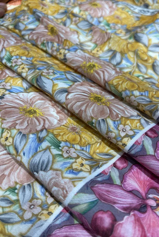 Premium Snow Cotton Fabric with Signature Digital Print Designs