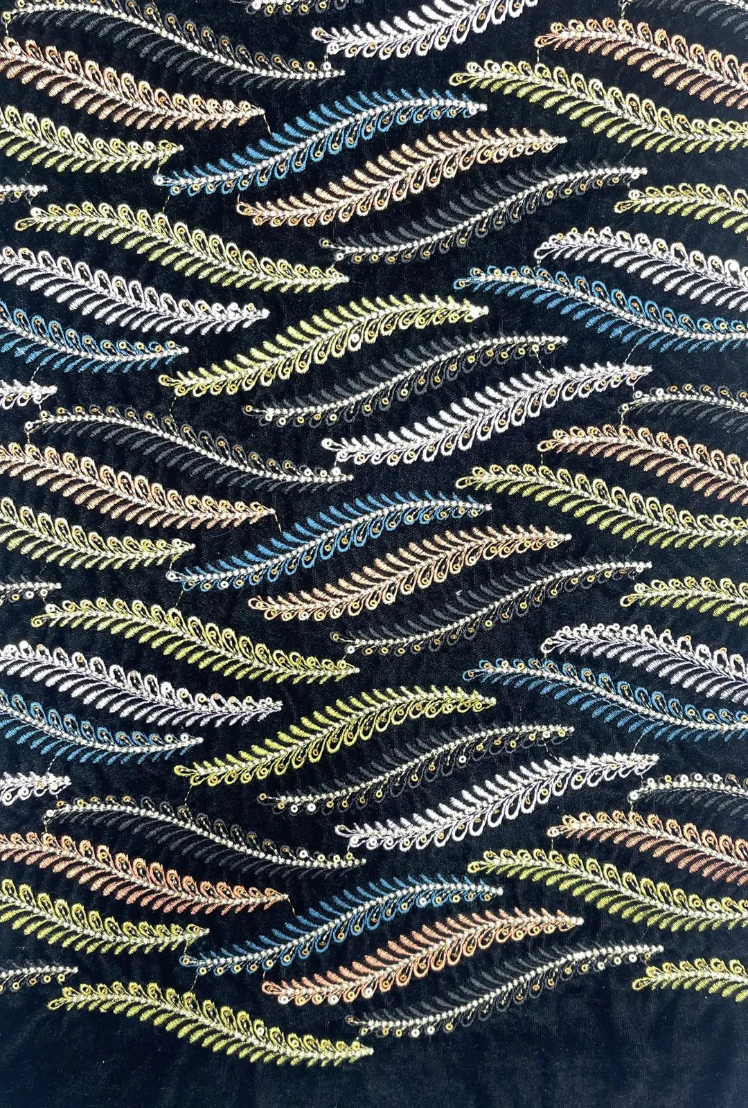 Premium Velvet Fabric with Embroidery and Sequence Work