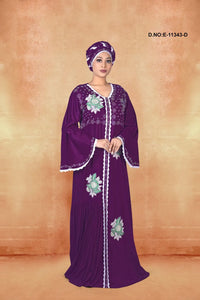 Purple Abaya Dubai Women Elegant Party Wear Kaftan