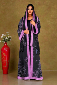 Chiffon Shrug Set with Floral Outline Print gajiwala export