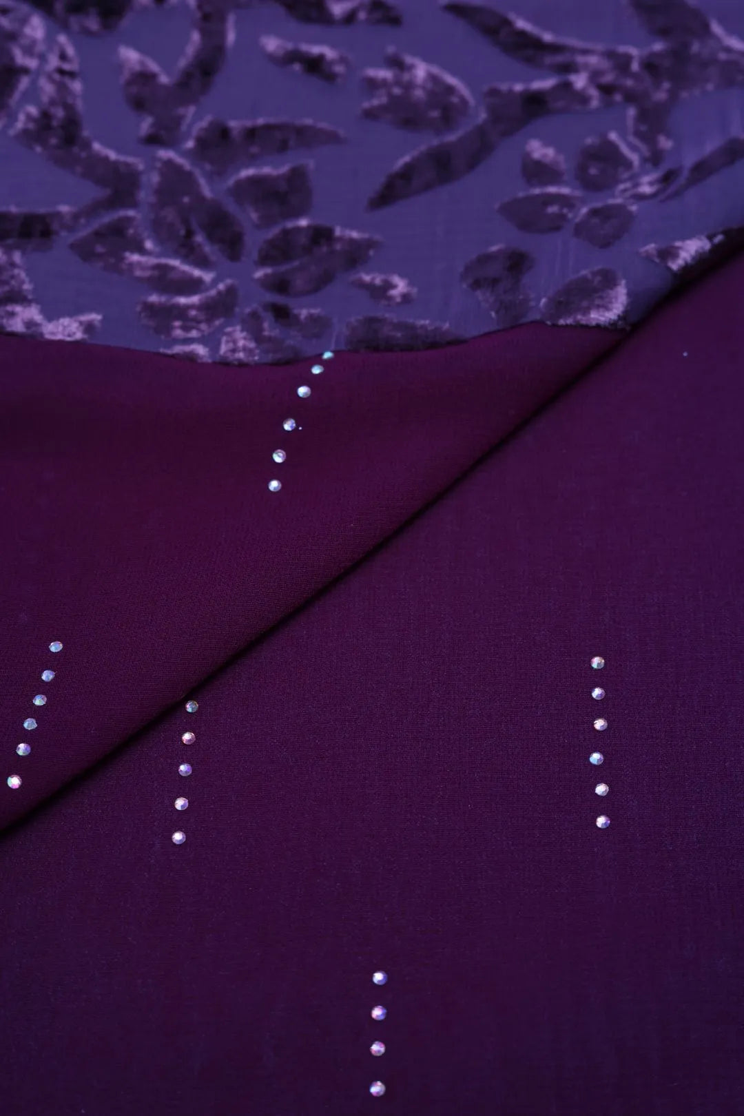 Purple Stonework Stole For Abaya