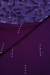 Purple Stonework Stole For Abaya