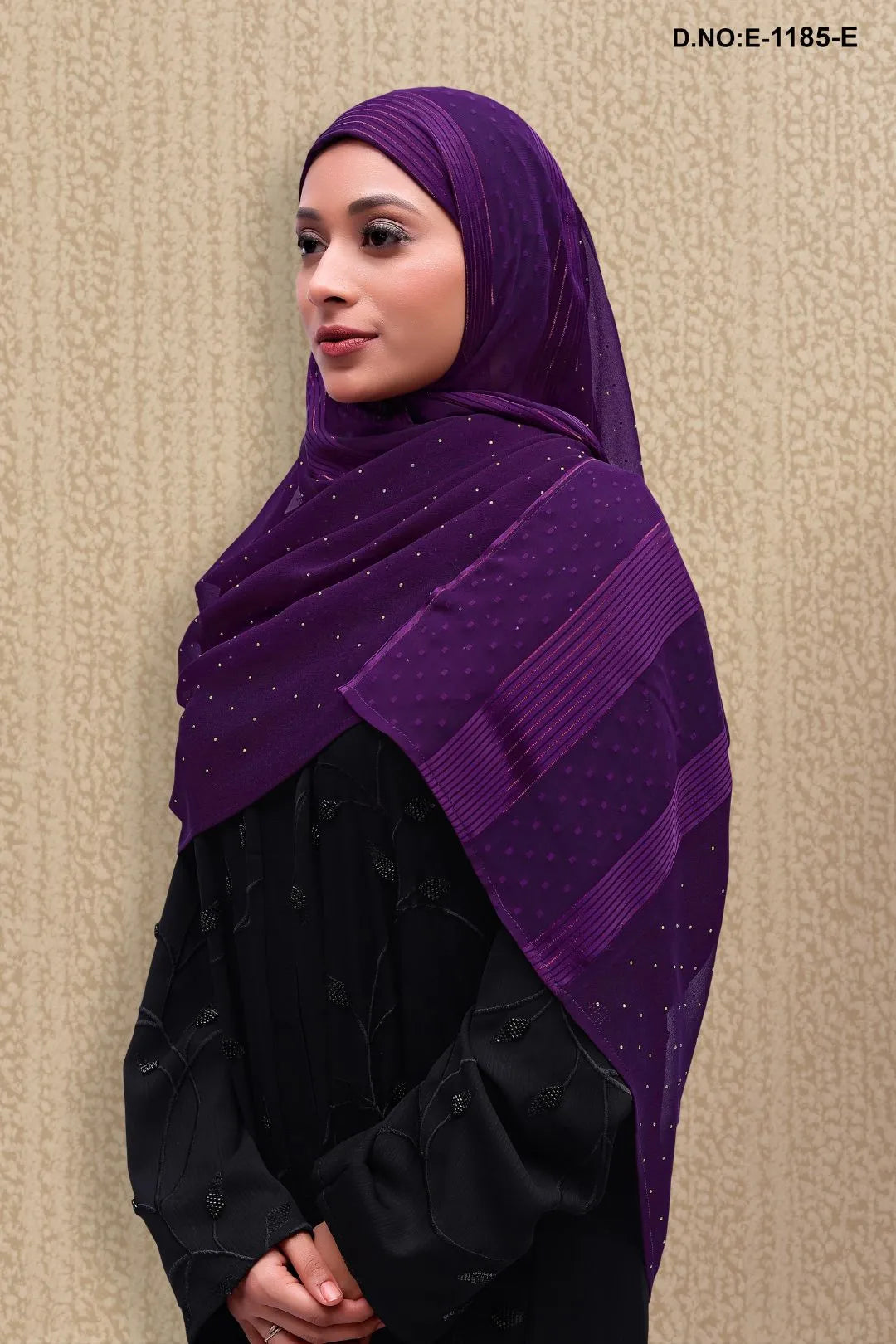 Purple Gorgeous Embellishments Diamond Work Plain Dupatta