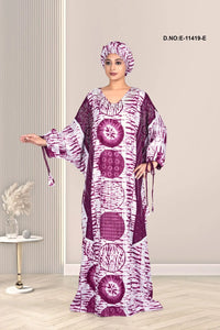 Purple Latest Muslim Fashion Summer Full Sleeve Dresses With Big Hijab