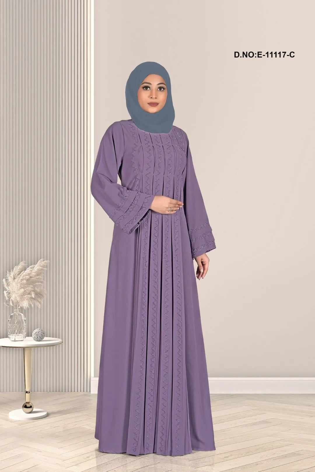 Purple New Fancy Embroidery Stone Design Abaya Burqa