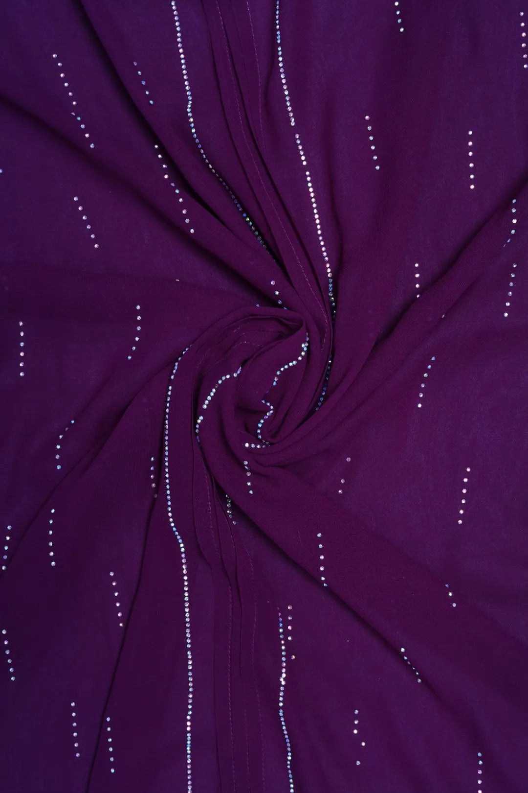 Purple Stonework Stole For Abaya