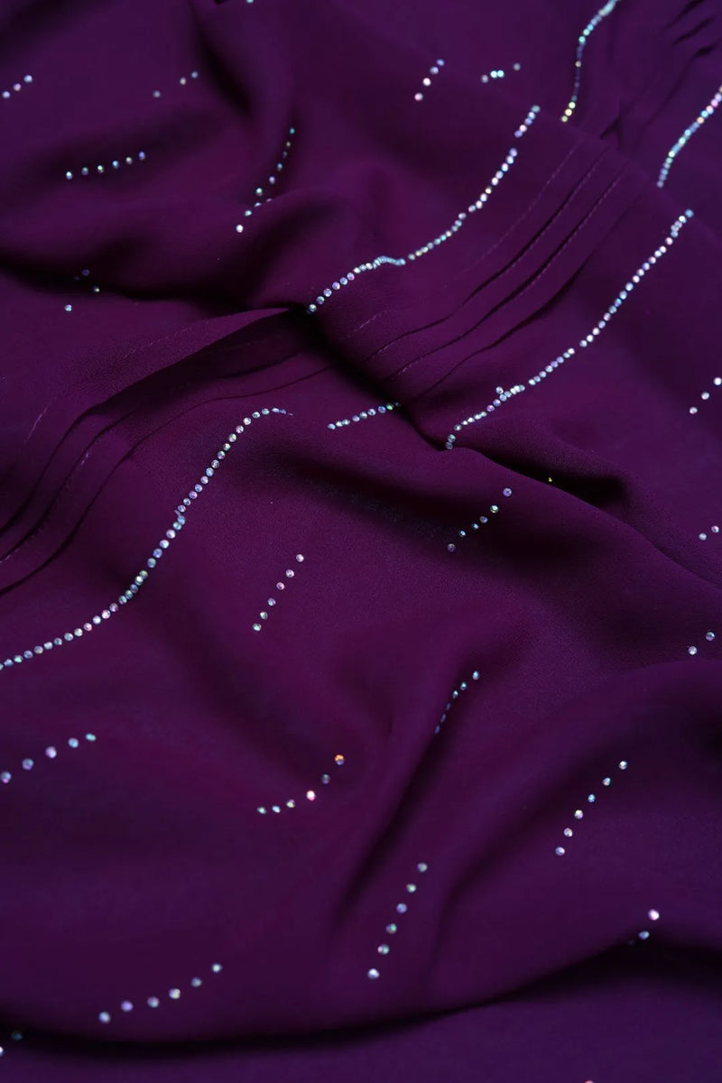 Purple Stonework Stole For Abaya